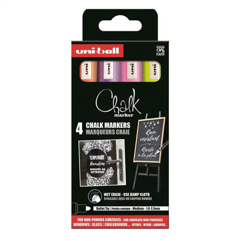 Chalk PWE-5M, set med 4 pennor - orange, lila, rosa och gul