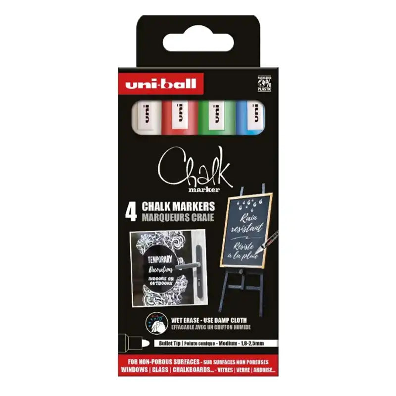 Chalk PWE-5M, set med fyra pennor - vit, röd, grön och blå
