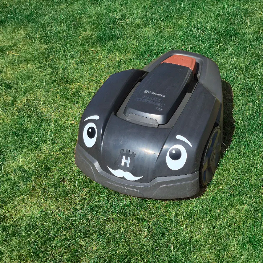 Rufus - robotgräsklippare med vita ögonbryn från Kulform