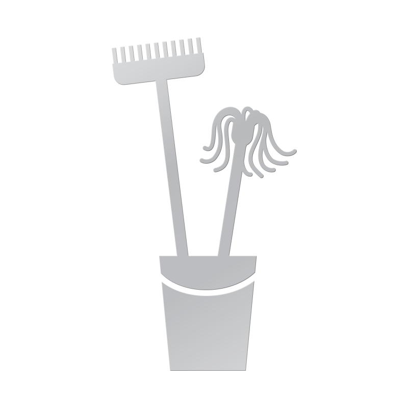Mop and broom in bucket, silver