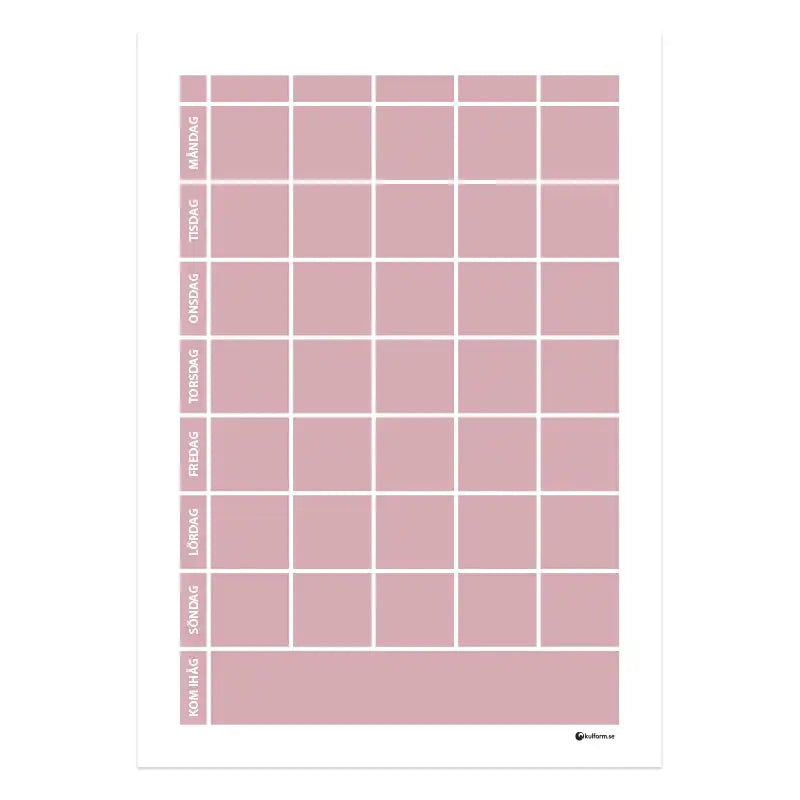 Planeringstavla med kom ihåg-fält, 5 kolumner (50×70 cm)