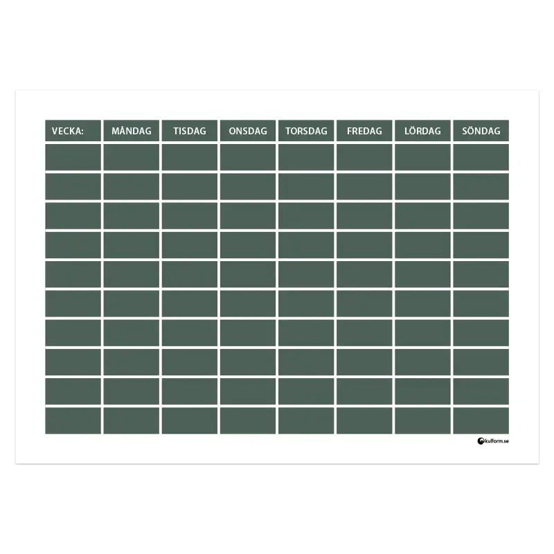 Wall planner, week with 10 rows (70x50 cm)