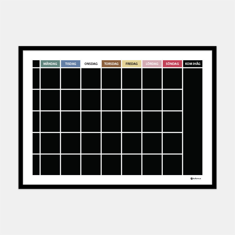 Inramad veckoplanering med plats för kom ihåg