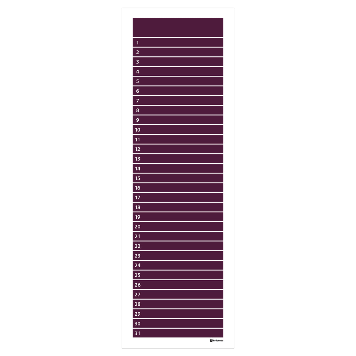 Planeringstavla, månad (30x91 cm)