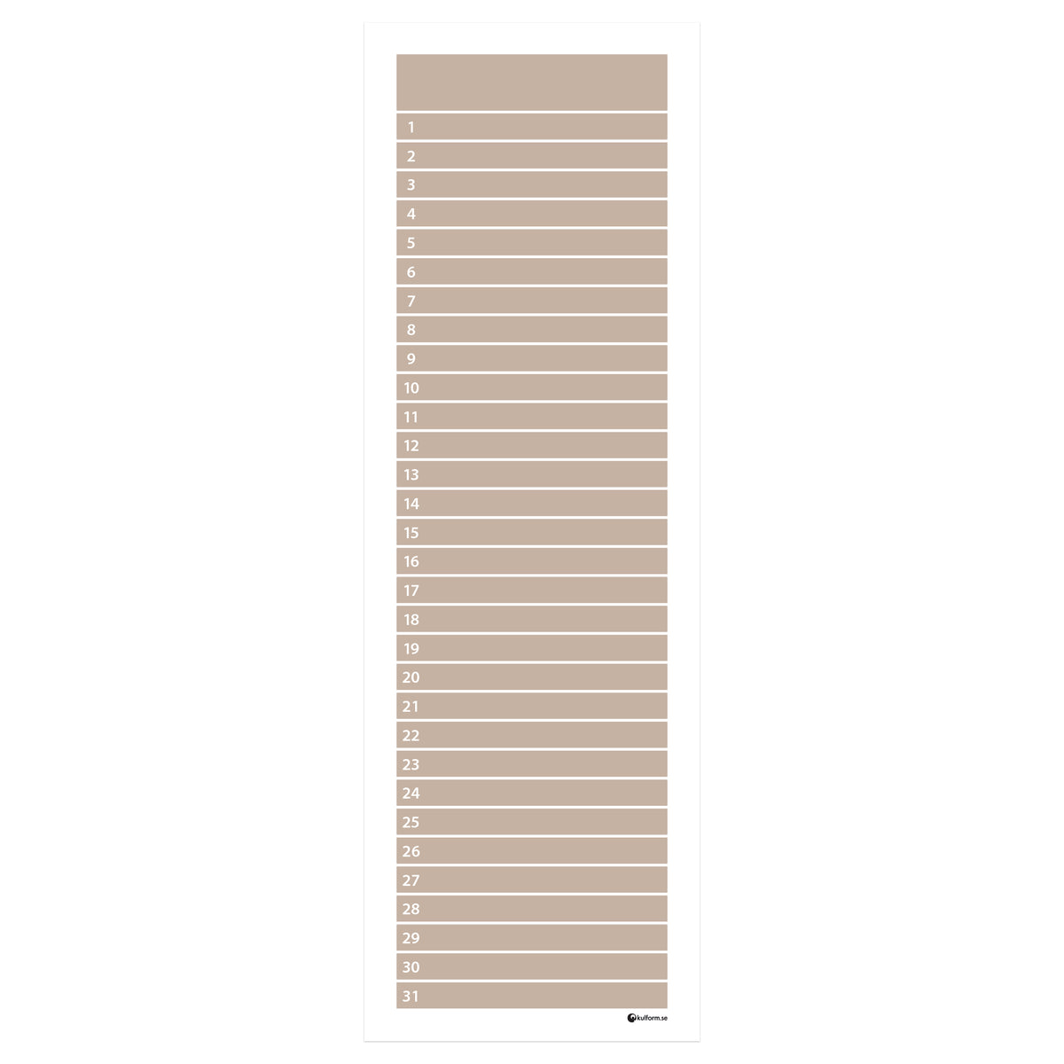 Planeringstavla, månad (30x91 cm)