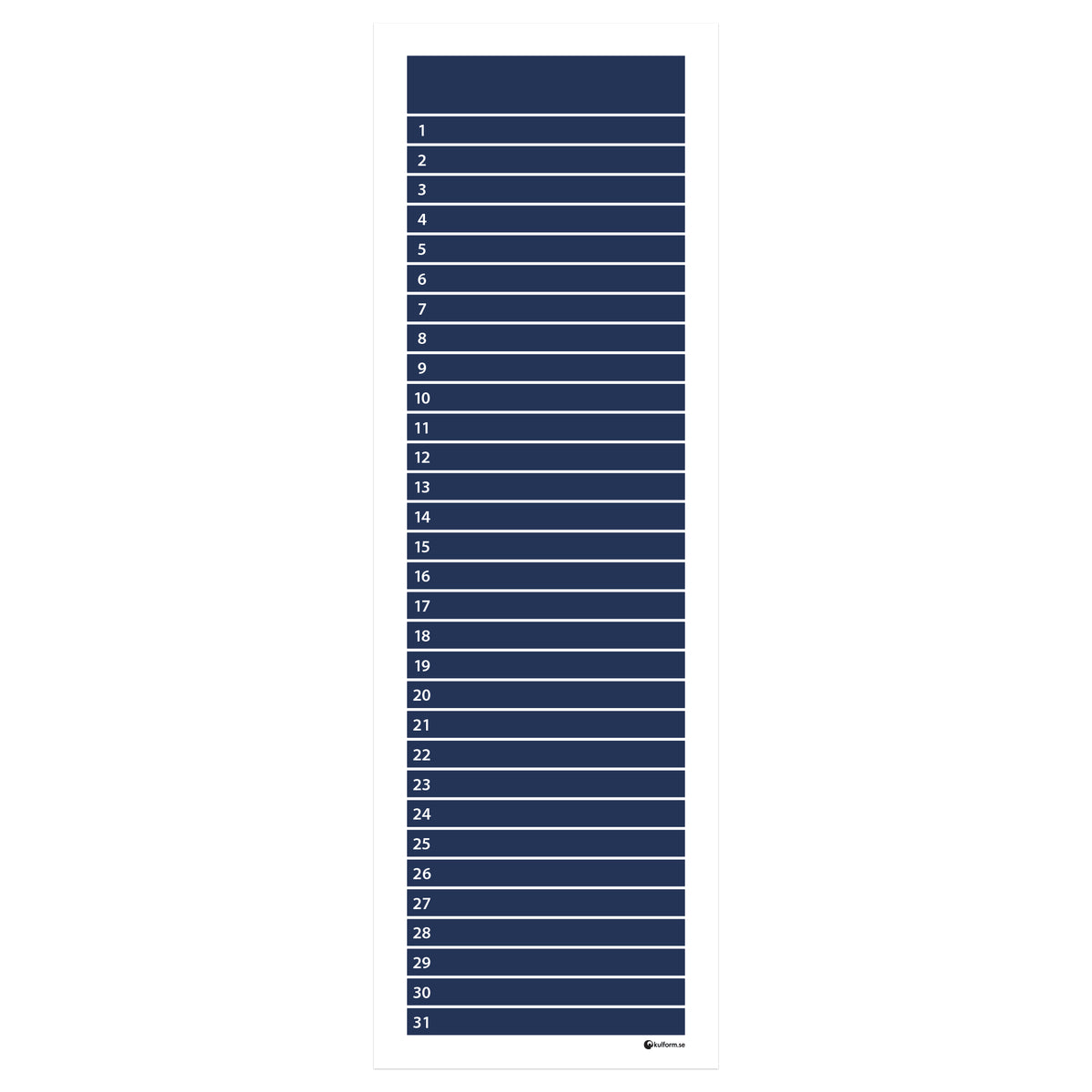 Planeringstavla, månad (30x91 cm)