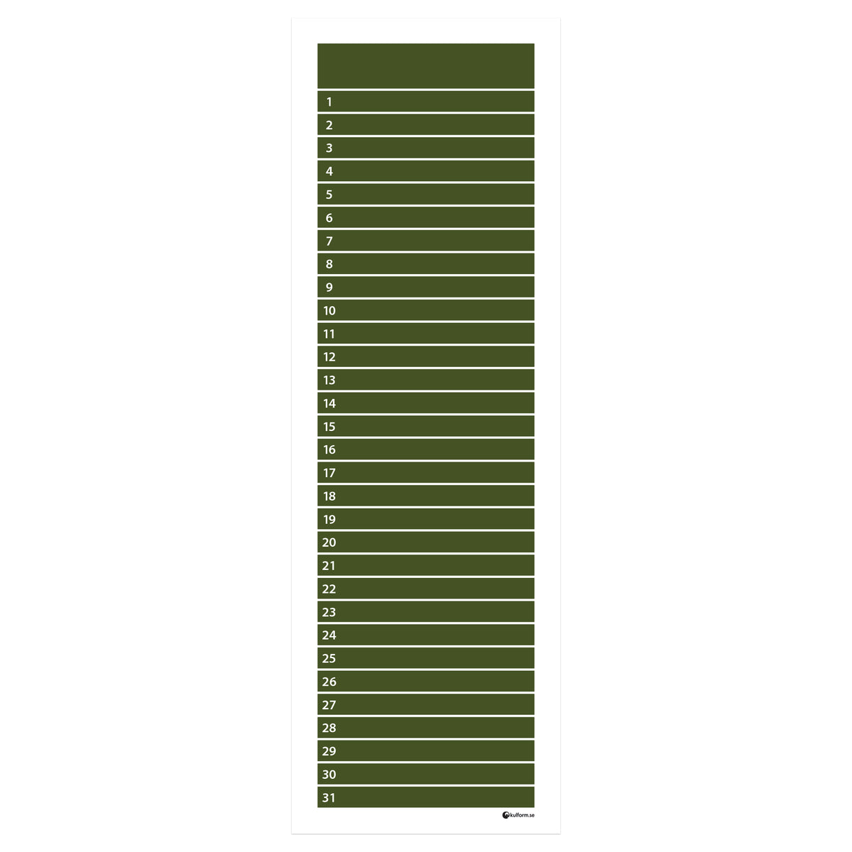 Planeringstavla, månad (30x91 cm)