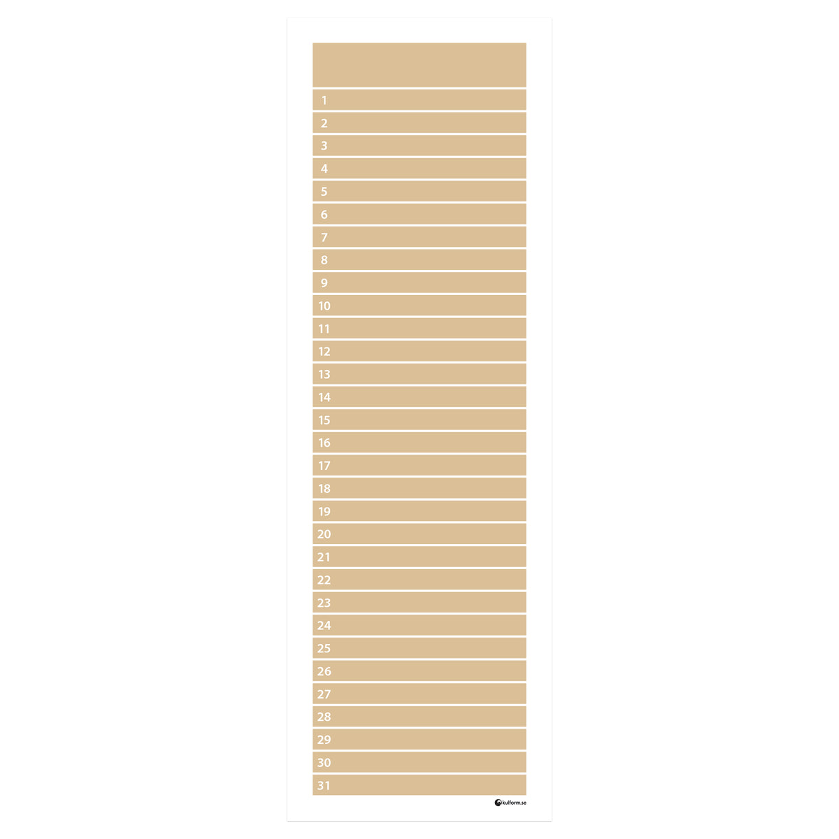 Planeringstavla, månad (30x91 cm)