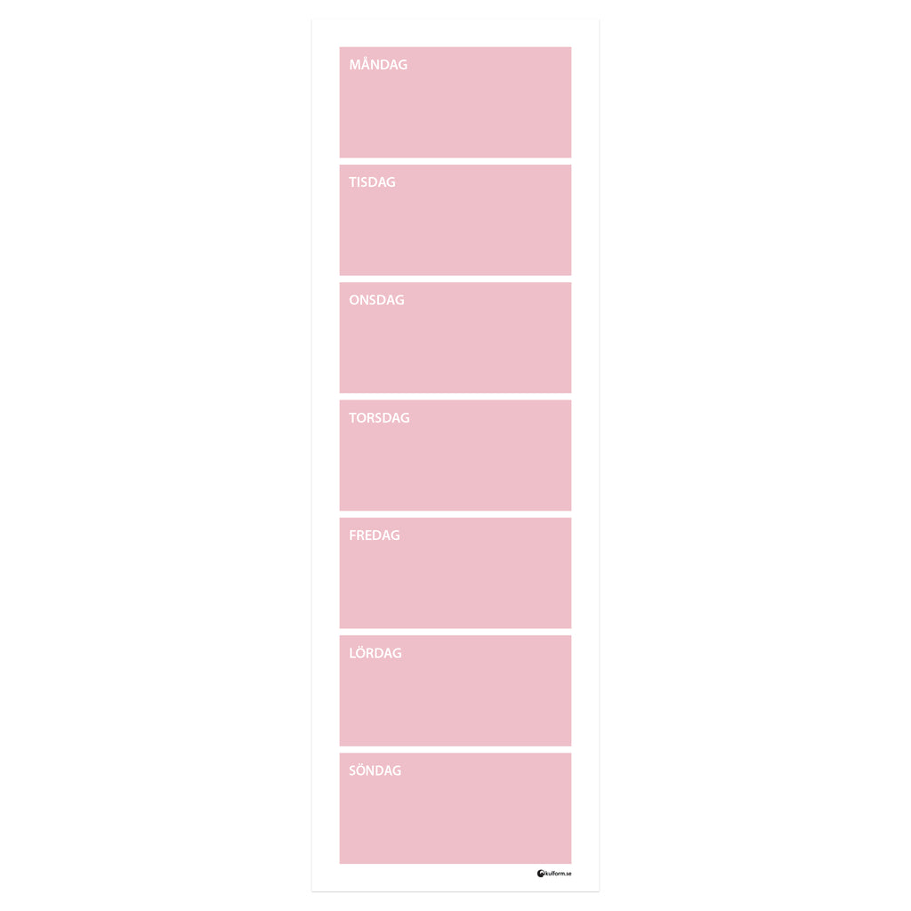 Planeringstavla, vecka (30x91 cm) i färg "Dusty pink", en mjuk, dämpad rosa nyans.