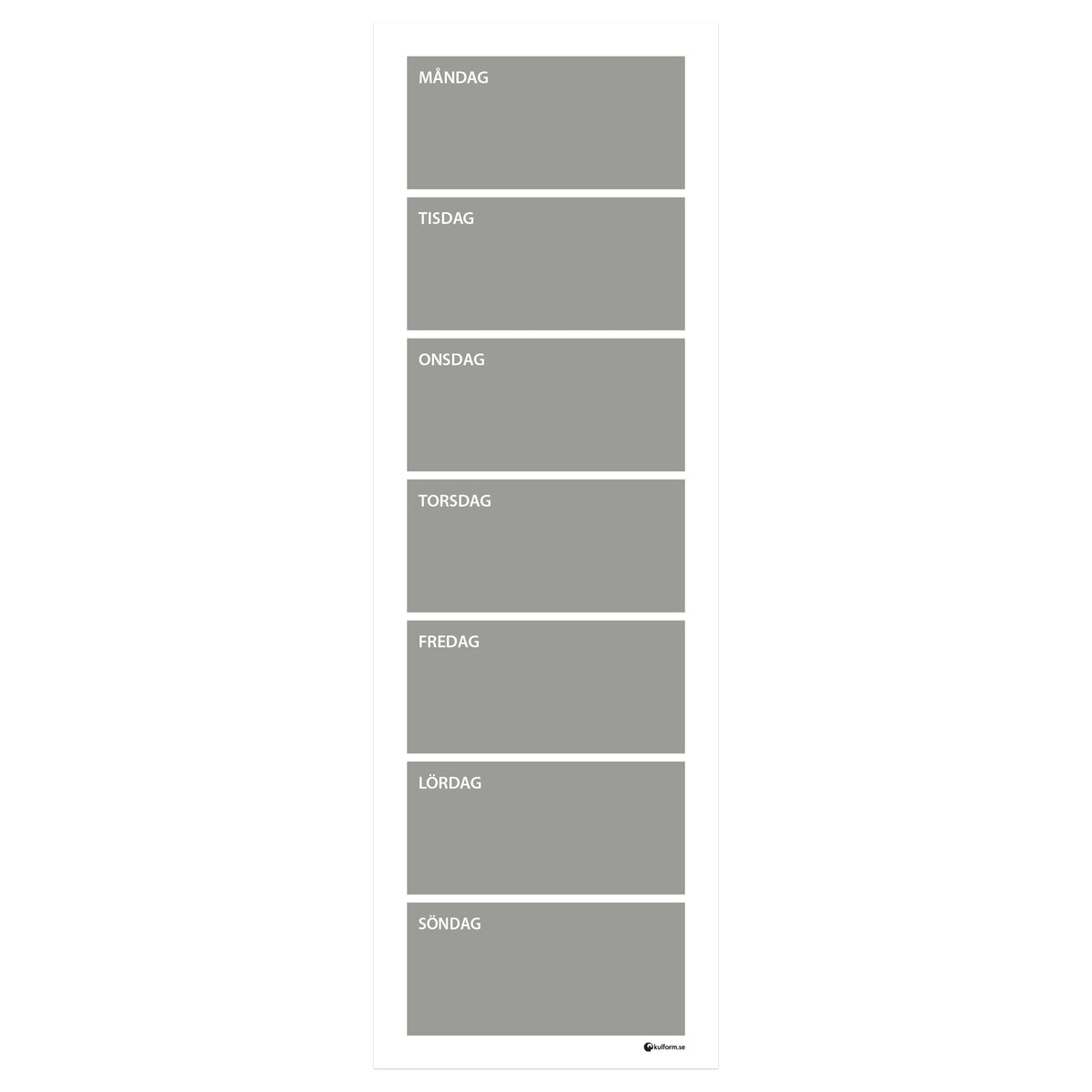 Planeringstavla, vecka (30x91 cm) i färg "Slate", en stilren, mörkgrå nyans.