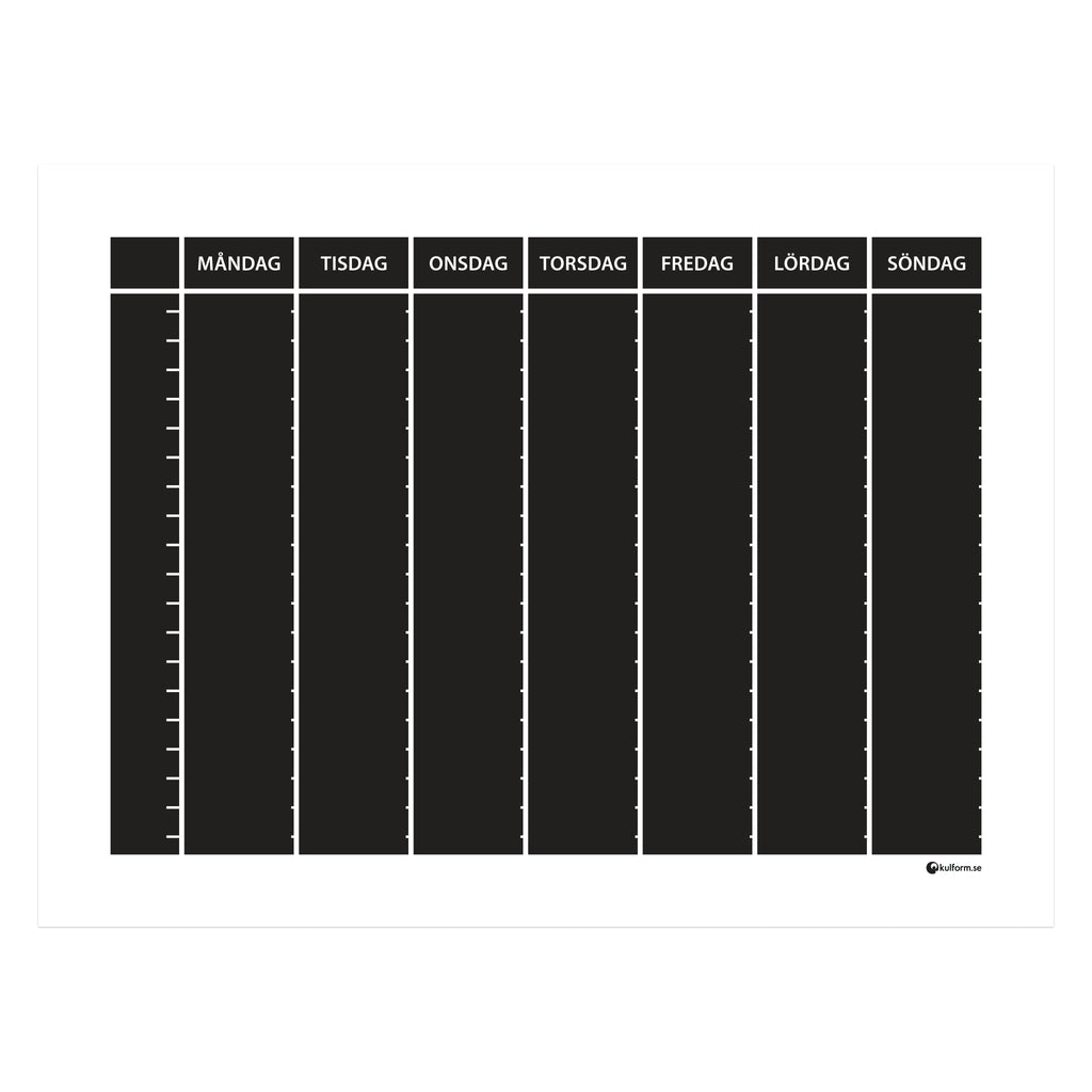 Planeringstavla, veckoschema (40×30 cm) i färg "Charcoal black", en snygg, kolsvart nyans.