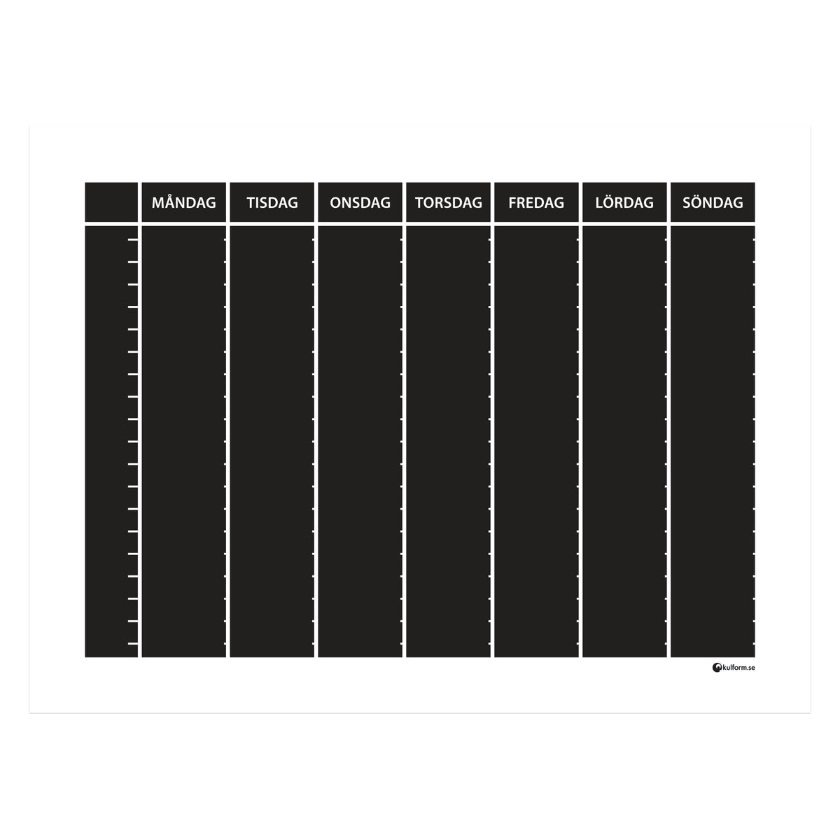 Planeringstavla, veckoschema (40×30 cm) i färg "Charcoal black", en snygg, kolsvart nyans.