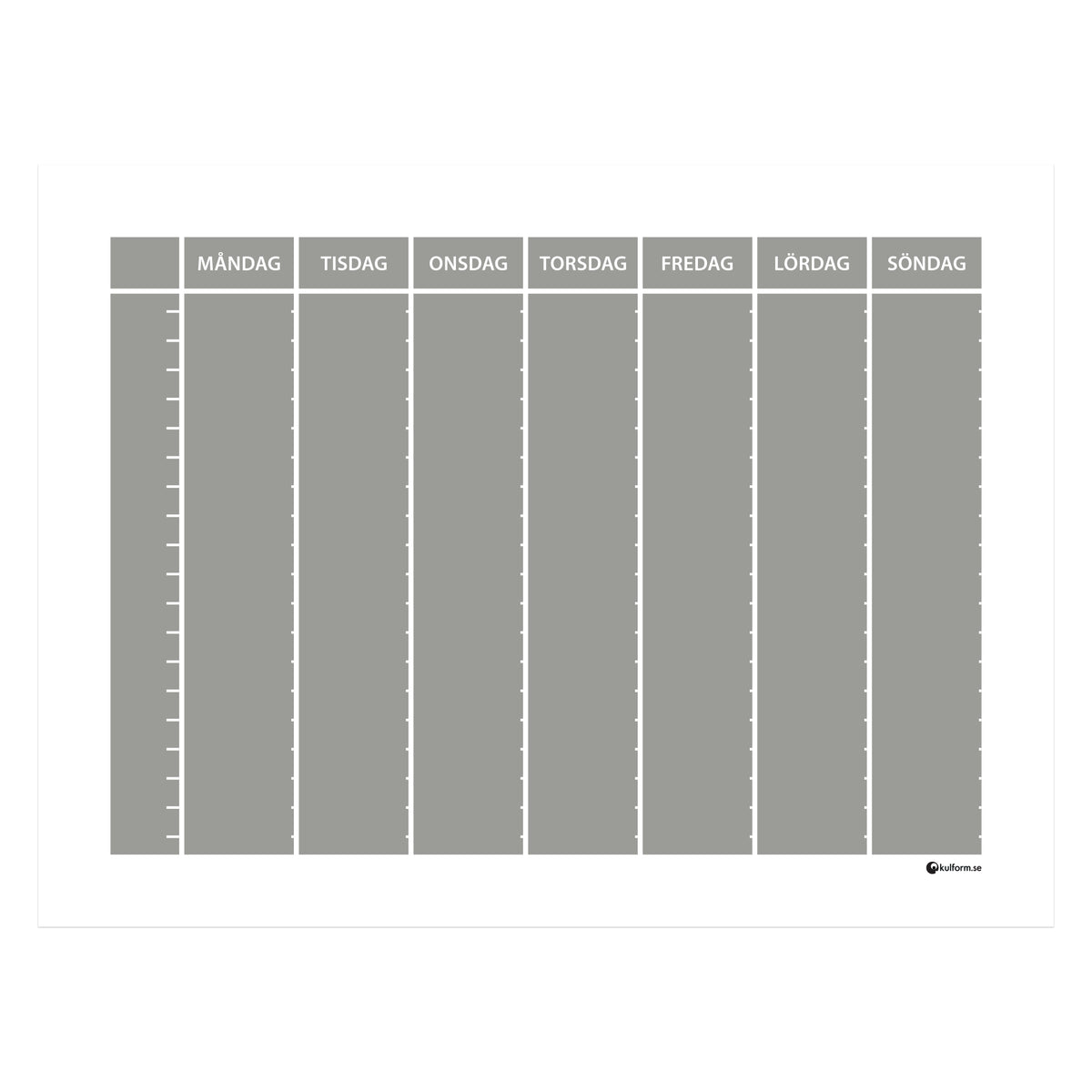 Planeringstavla, veckoschema (40×30 cm) i färg "Slate", en stilren, mörkgrå nyans.