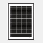 Planeringstavla med kom ihåg-fält, 4 kolumner (50×70 cm) i ram med tunn svart profil