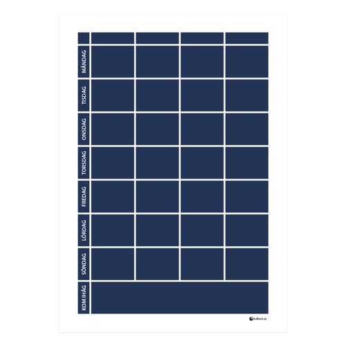 Planeringstavla med kom ihåg-fält, 4 kolumner (50×70 cm) i färg "Navy", en tidlös, marinblå nyans.