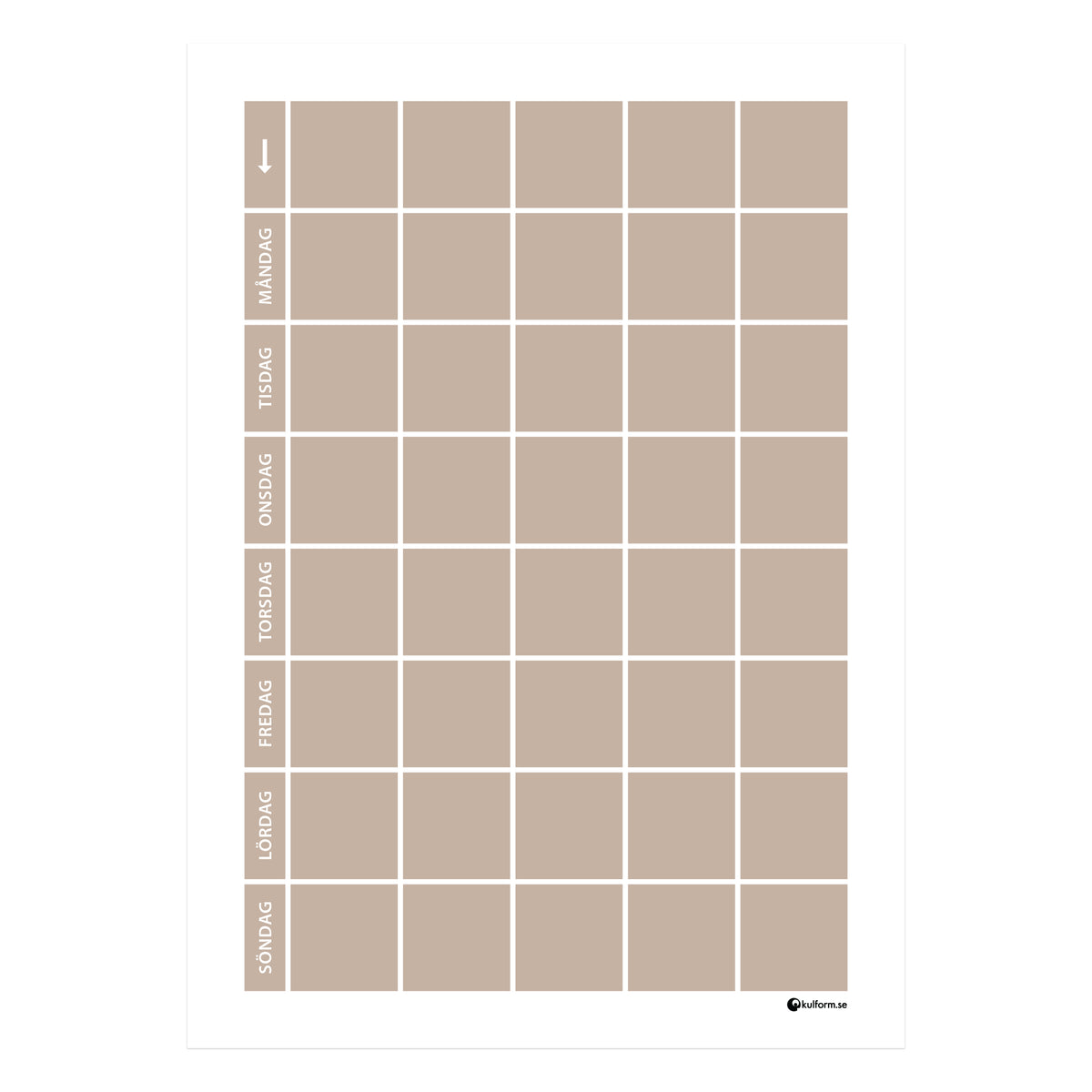 Planeringstavla, vecka (50x70 cm)