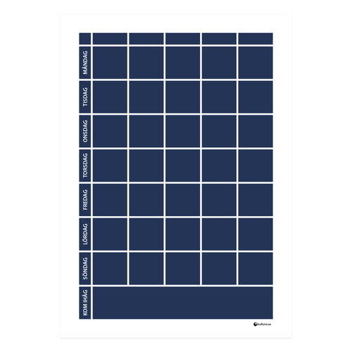 Planeringstavla med kom ihåg-fält, 5 kolumner (50×70 cm) i färg "Navy", en tidlös, marinblå nyans.