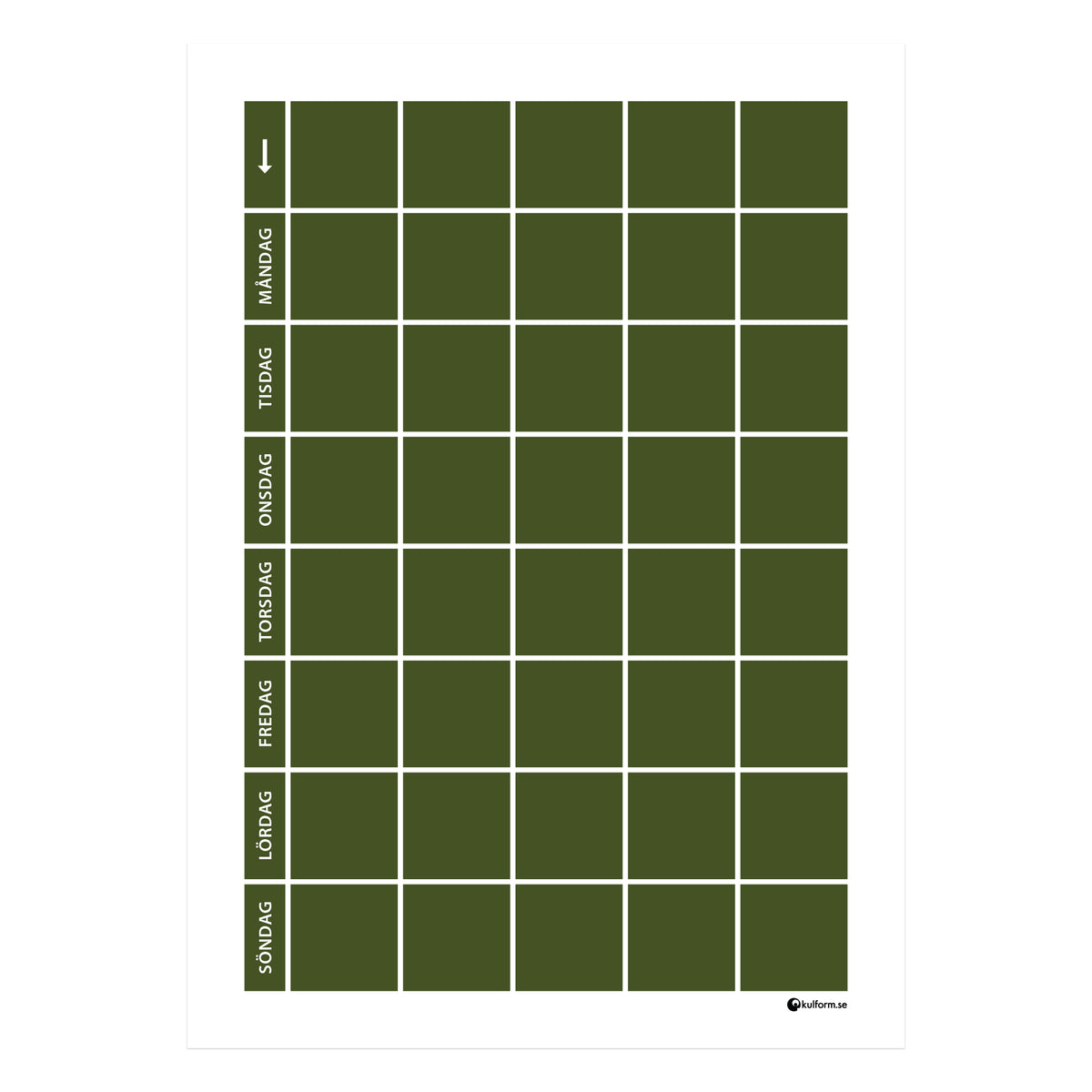 Planeringstavla, vecka (50x70 cm)