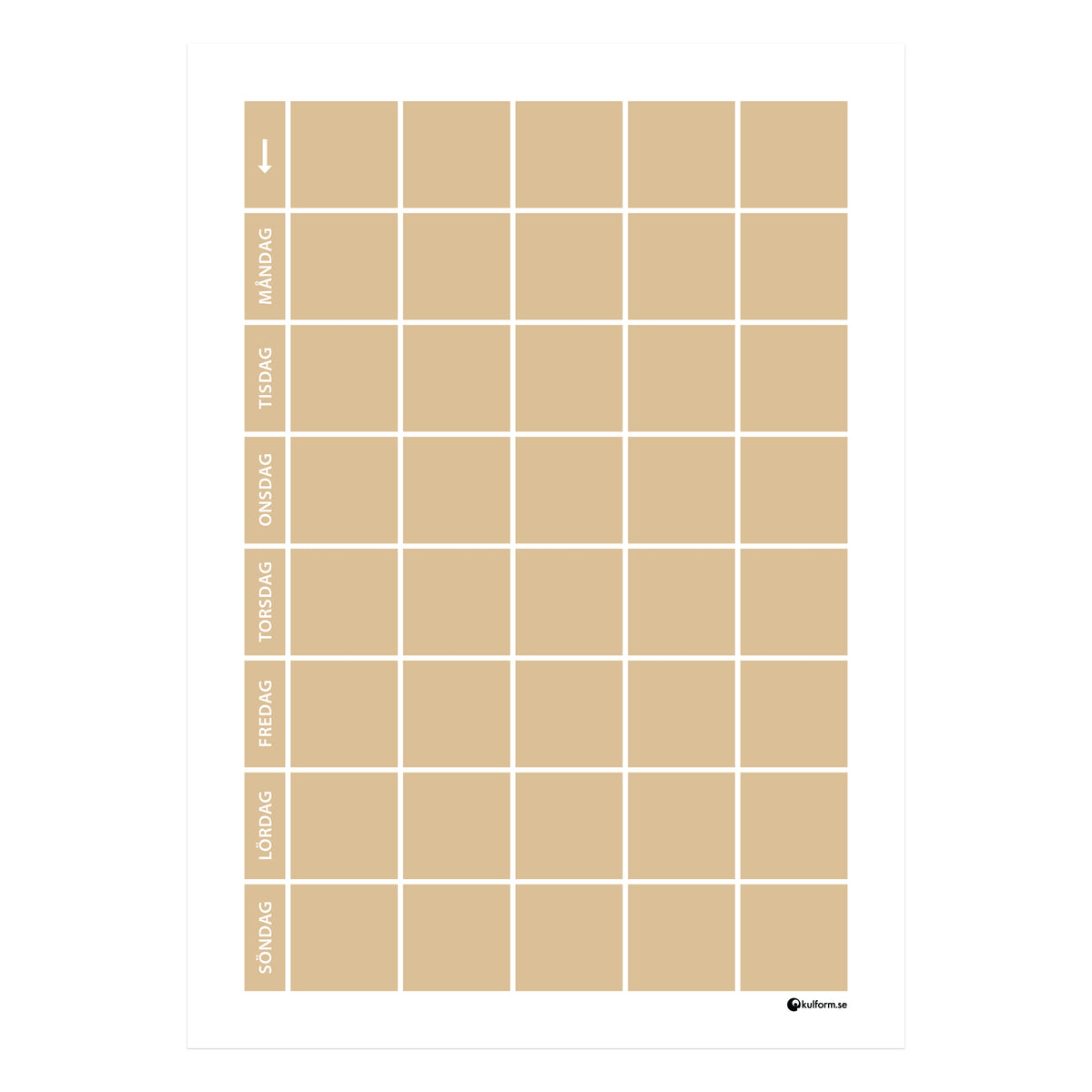 Planeringstavla, vecka (50x70 cm)