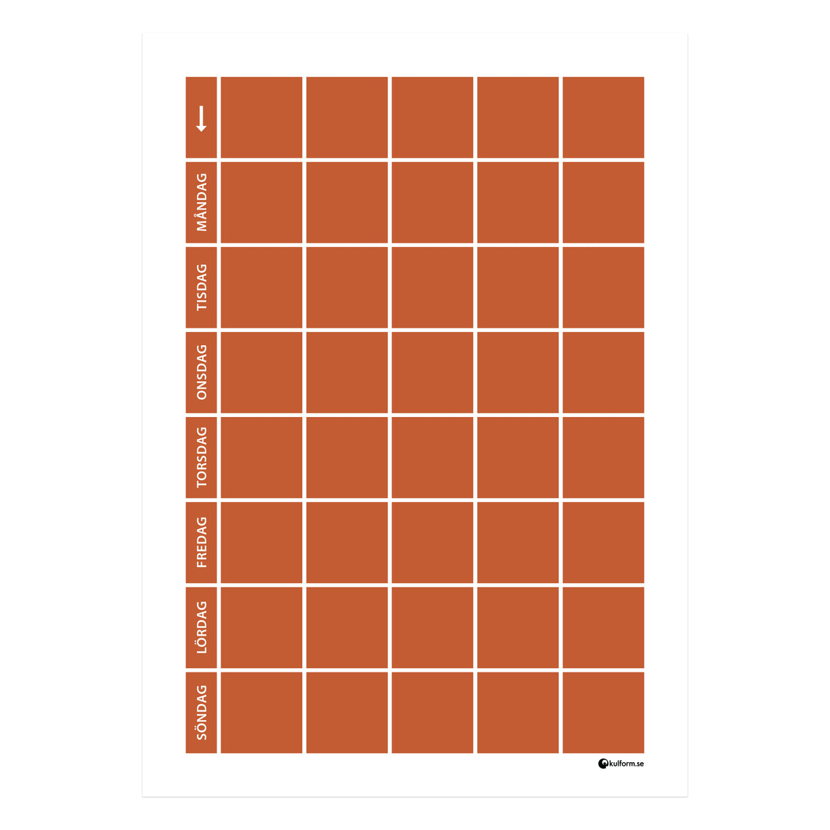 Planeringstavla, vecka (50x70 cm)