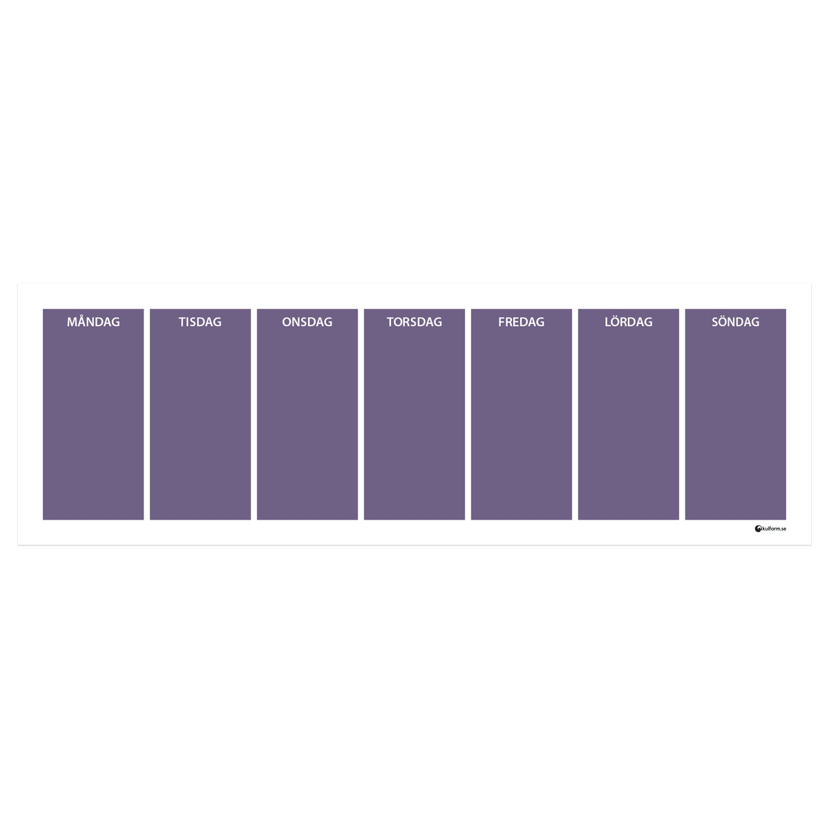 Planeringstavla, vecka (91×30 cm) i färg "Dark lavender", en elegant, mörk lila nyans.