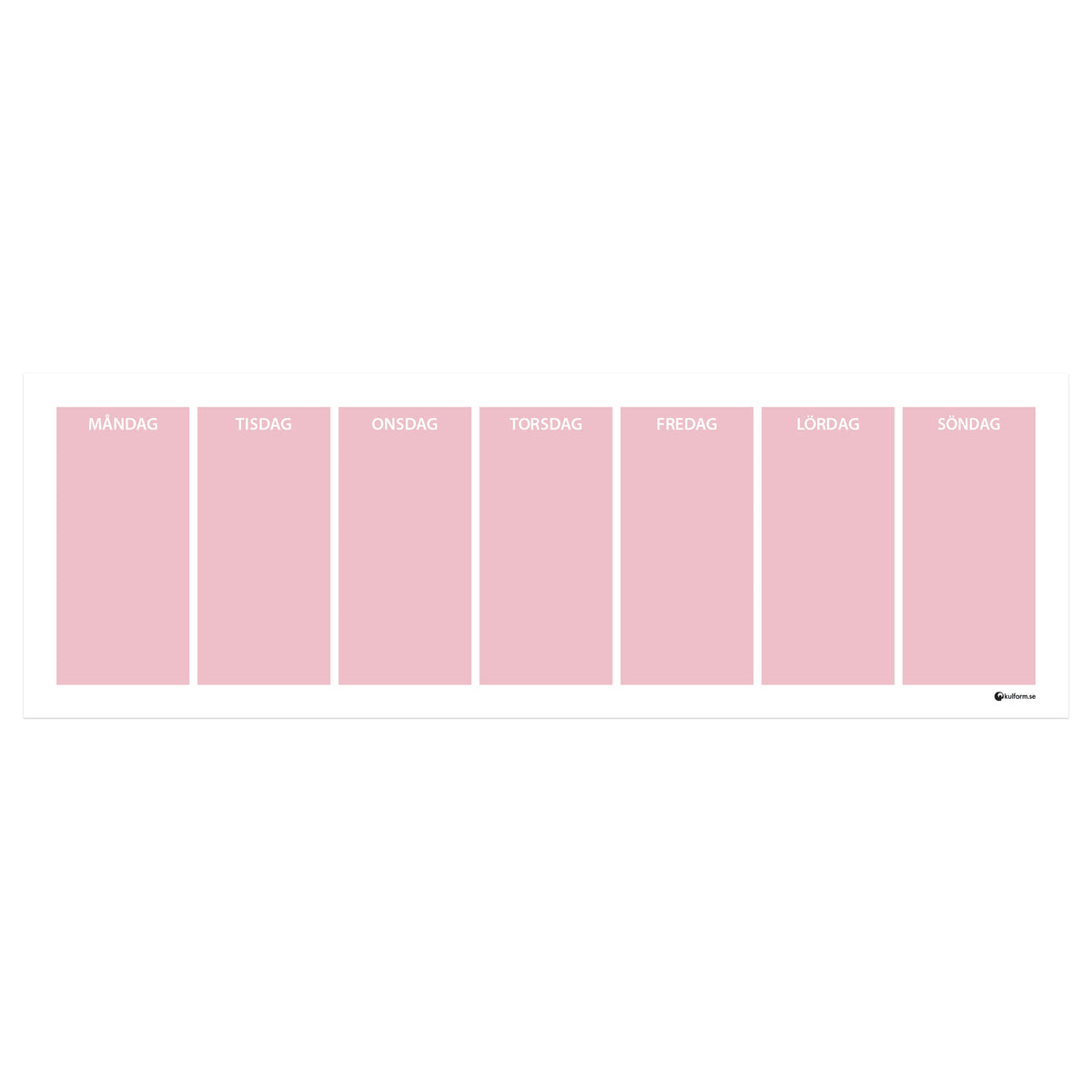 Planeringstavla, vecka (91×30 cm) i färg "Dusty pink", en mjuk, dämpad rosa nyans.