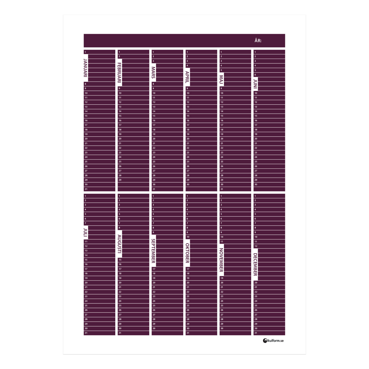Årsplan - Block (50×70 cm)