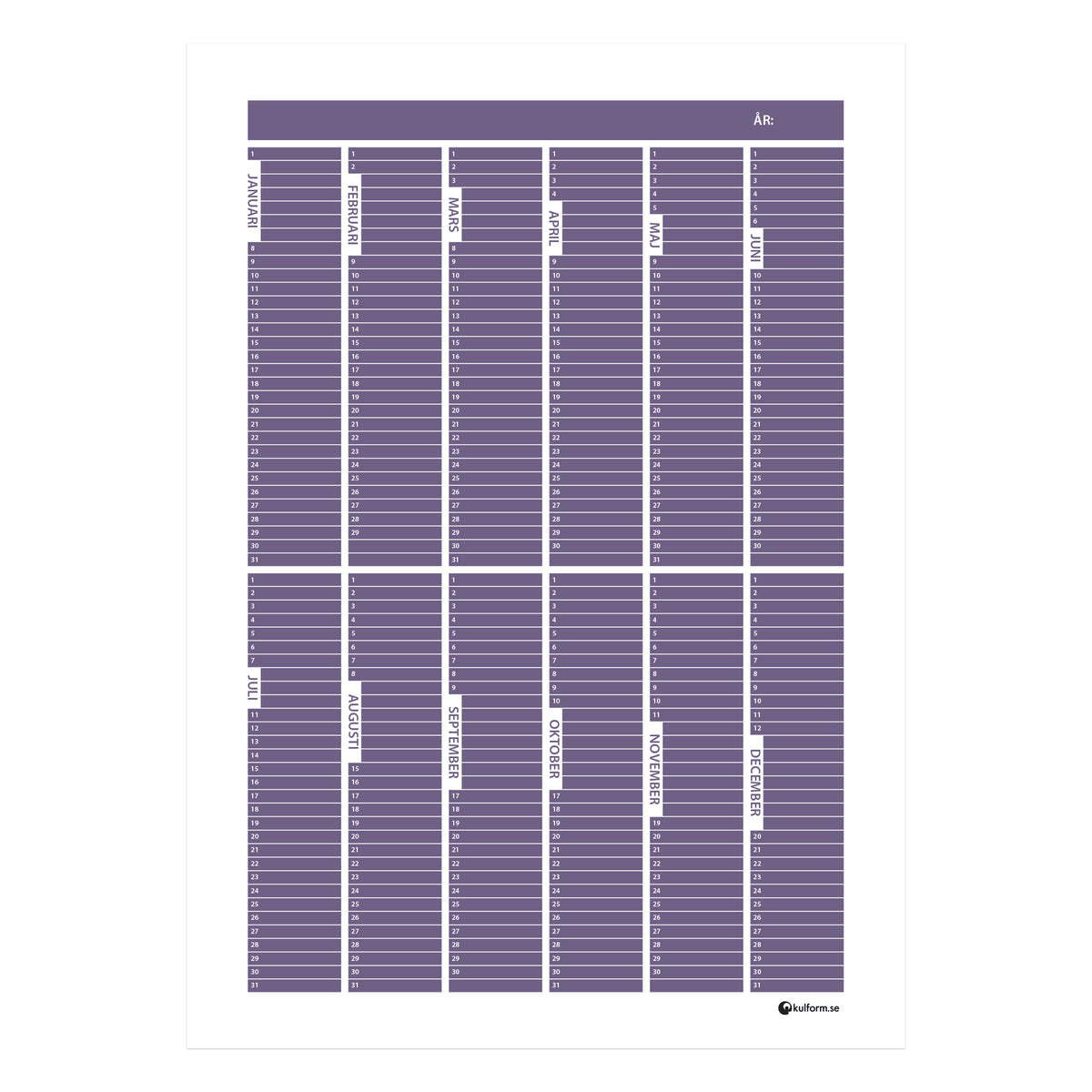 Årsplan - Block (50×70 cm)