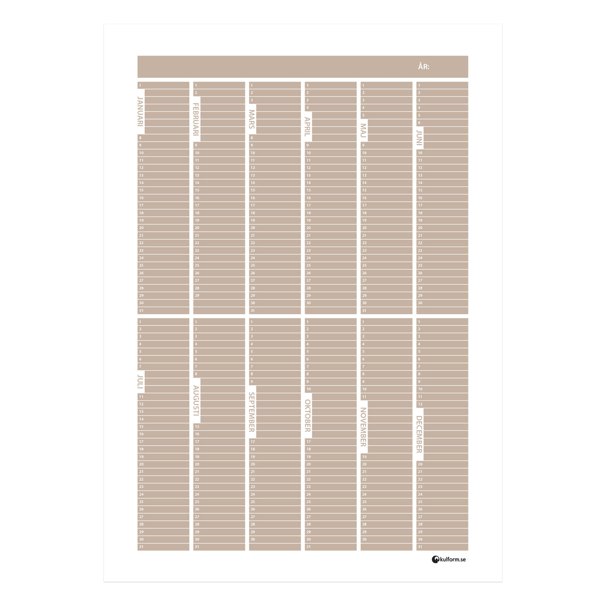 Årsplan - Block (50×70 cm)