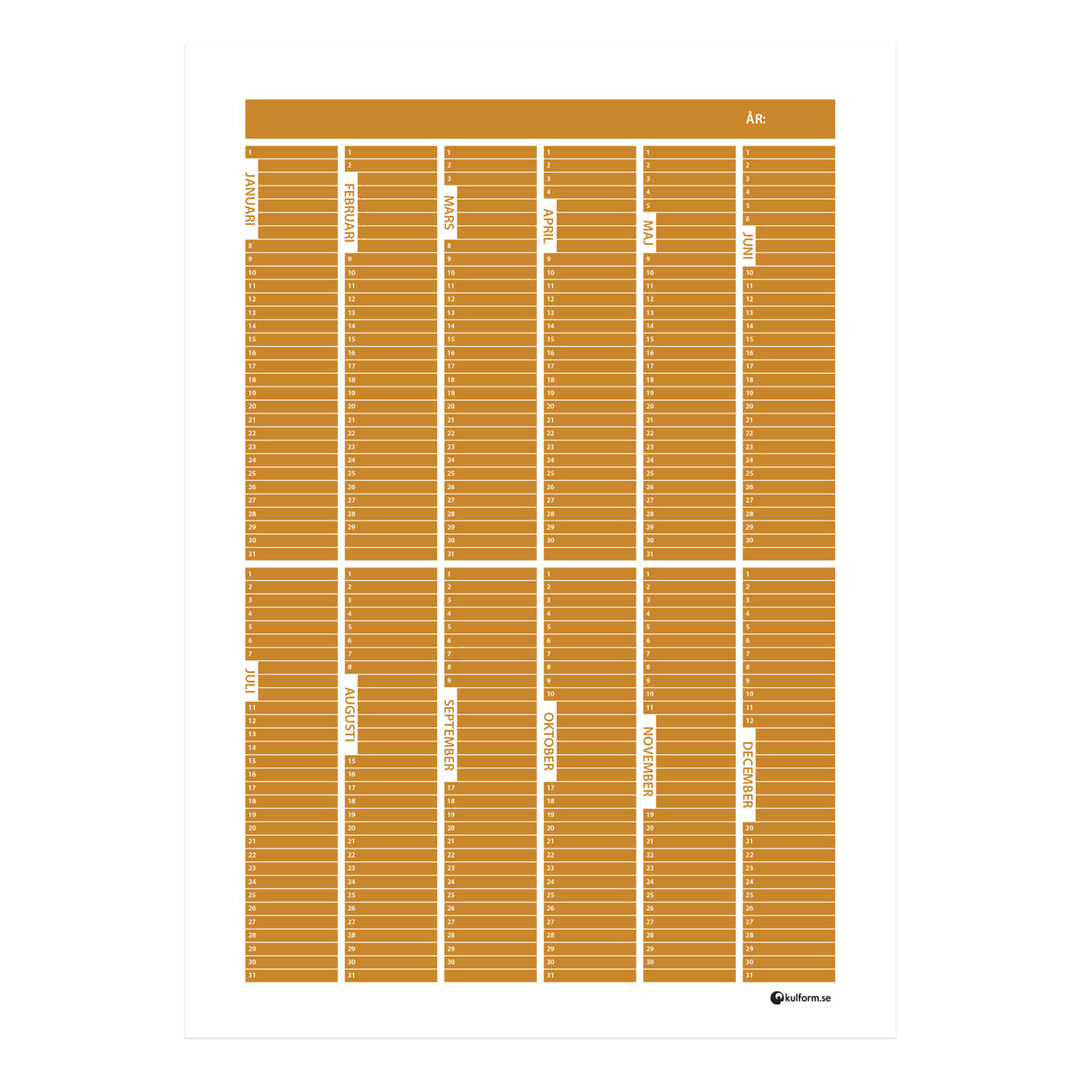 Årsplan - Block (50×70 cm)