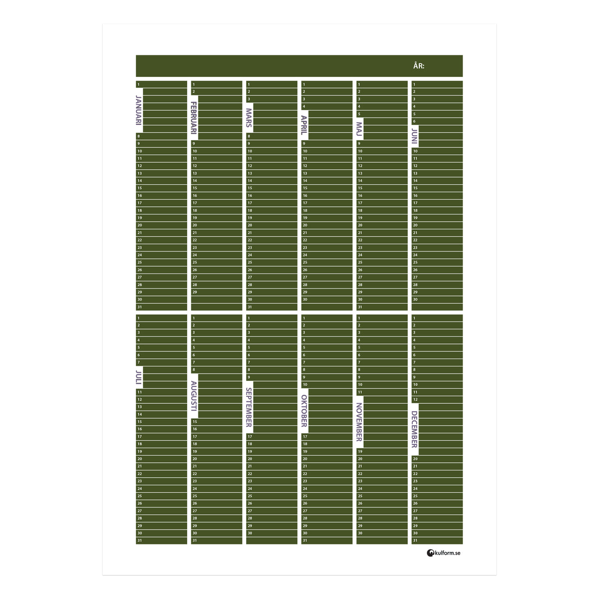 Årsplan - Block (50×70 cm)