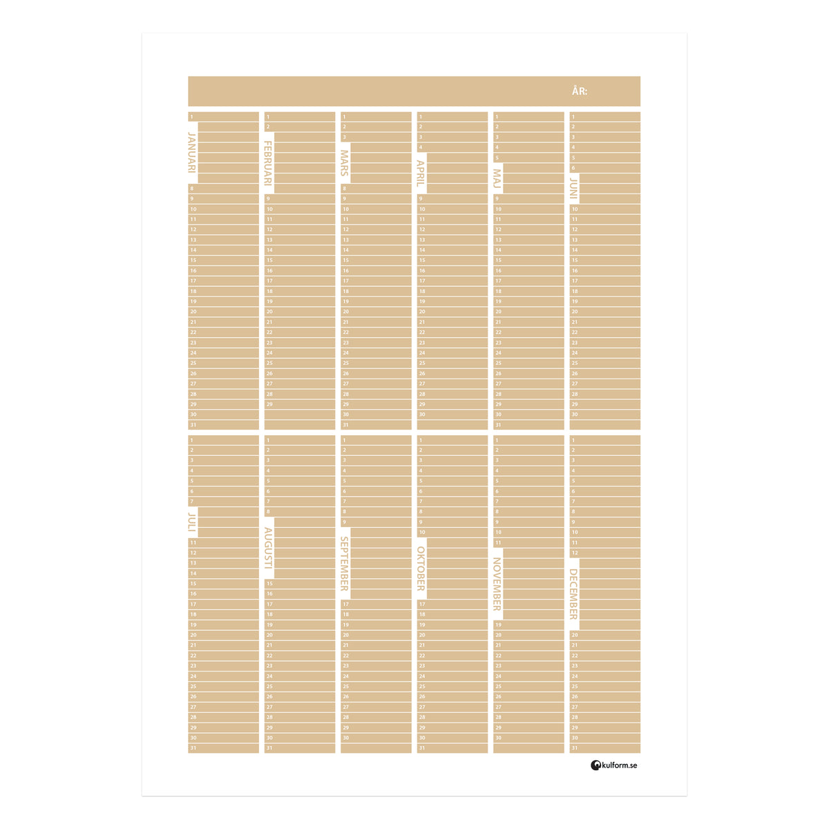 Årsplan - Block (50×70 cm)