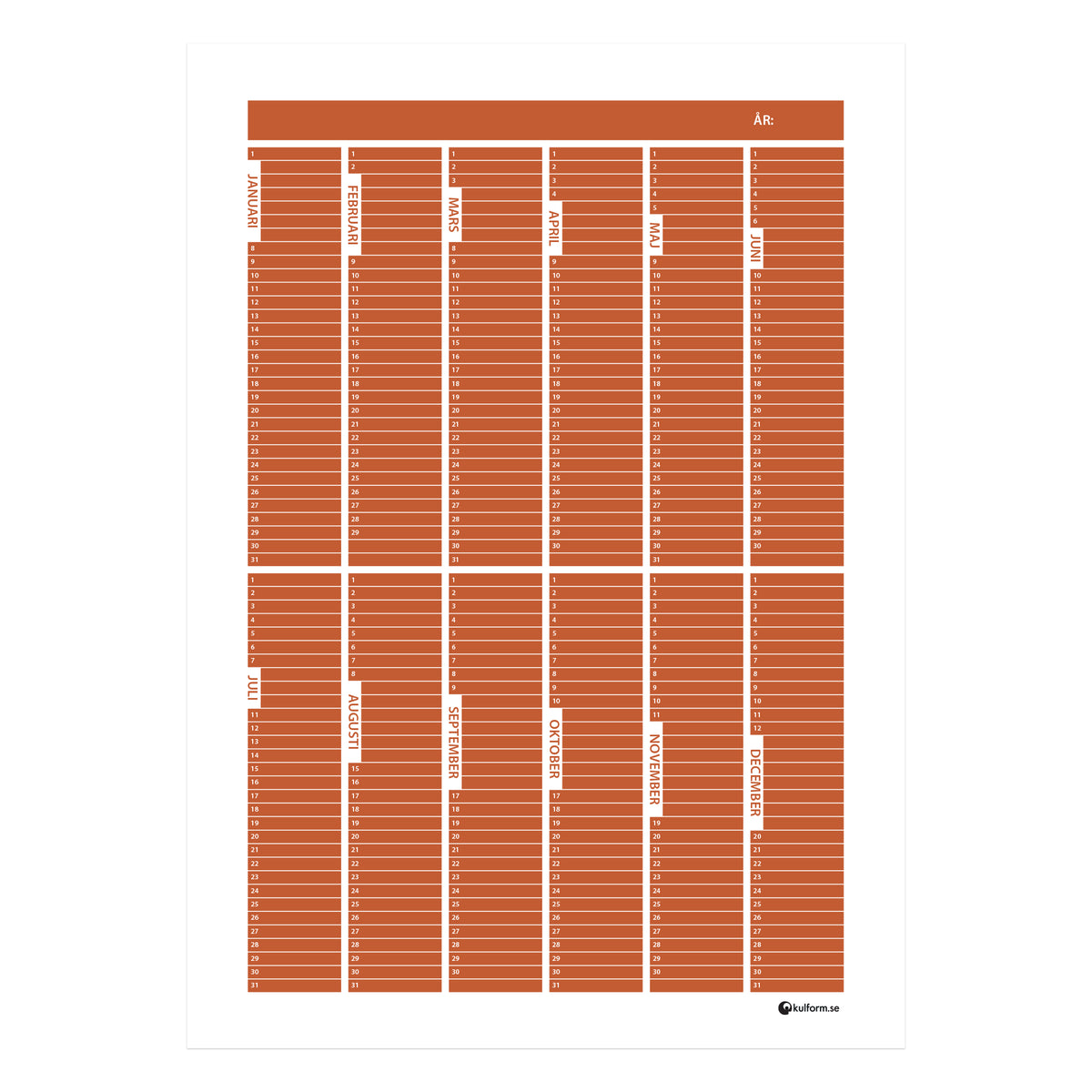 Årsplan - Block (50×70 cm)