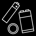 Källsorteringssymbol - Batterier, vit