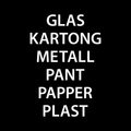Labels for recycling bins, white text