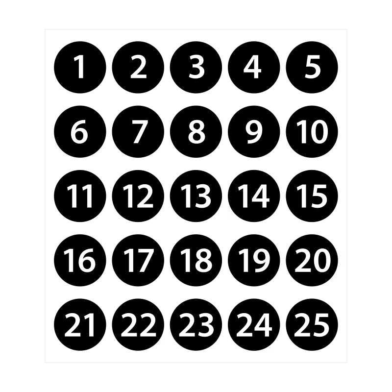 Stickers med utskurna siffror 1-25