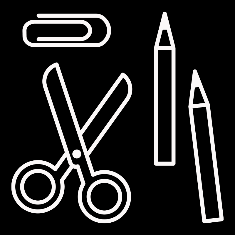 Storage symbol - Scissors and pens, white