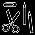 Storage symbol - Scissors and pens, white