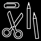 Storage symbol - Scissors and pens, white