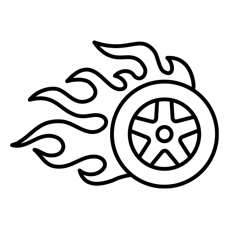 Symbol till förvaring - Flamhjul, svart