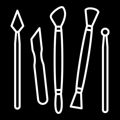 Storage symbol for toy boxes - Pottery Tools in white vinyl