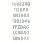 Weekdays in Blob font, silver
