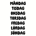 Weekdays in Blob font, black