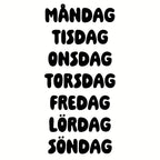 Weekdays in Blob font, black