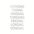 Weekdays in Stilren font, silver