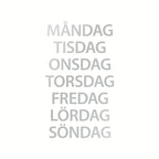 Weekdays in Stilren font, silver