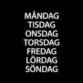 Weekdays in Stilren font, white