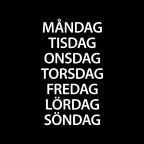Weekdays in Stilren font, white