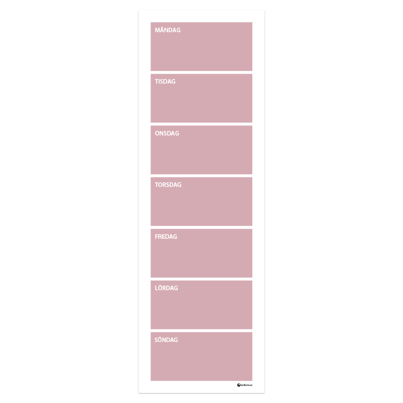 Weekly wall planner (30x91 cm), pastel pink