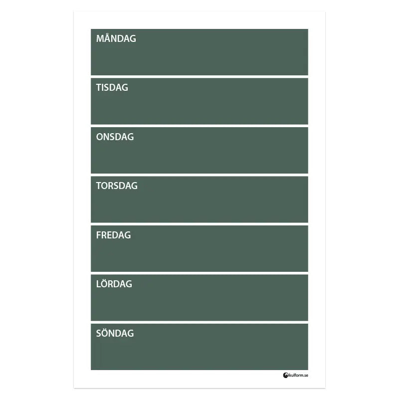 Weekly wall planner (40x60 cm), dark green